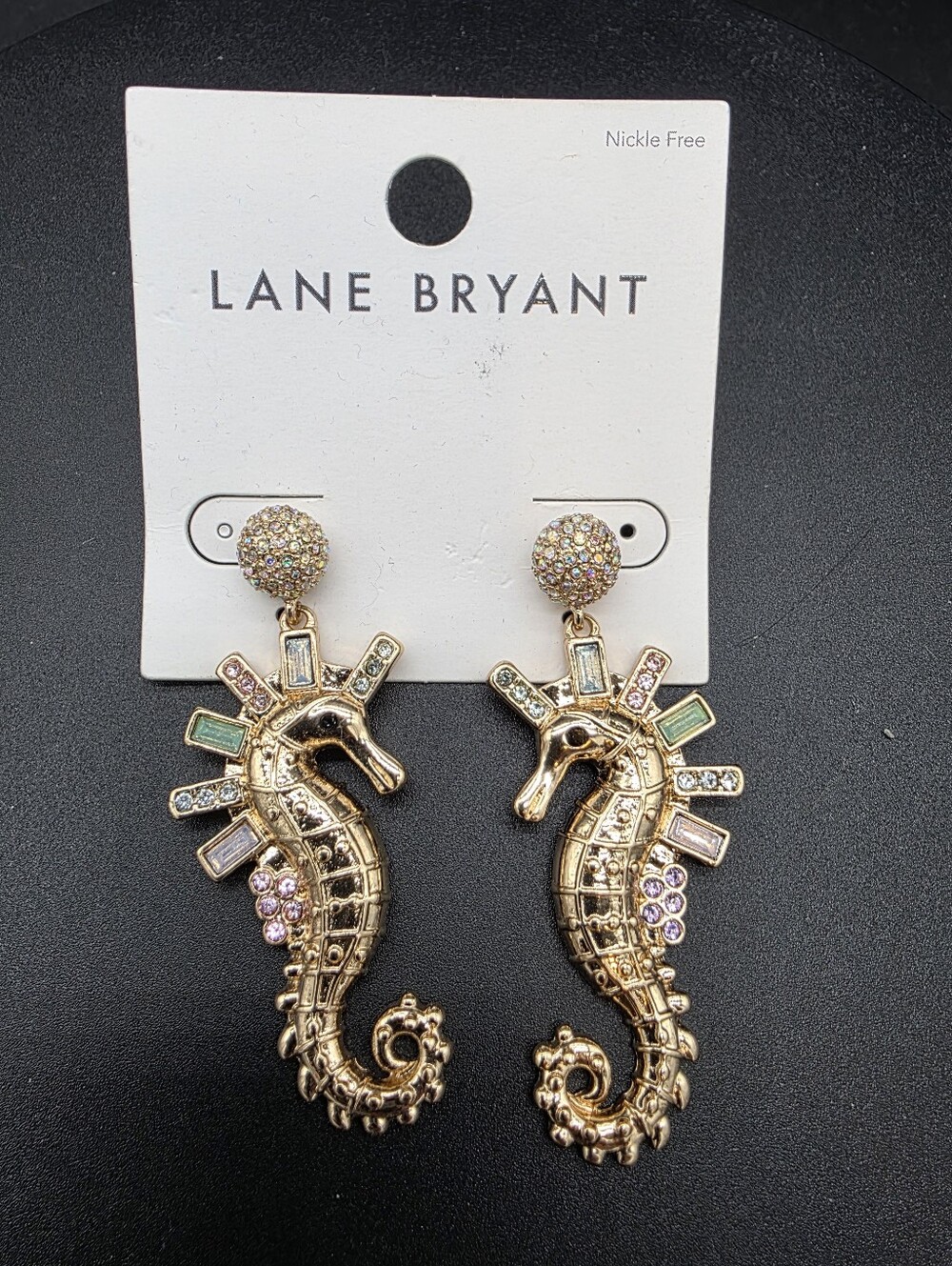 Lane Bryant Gold-tone Seahorse Drop Earrings with Pastel Accents